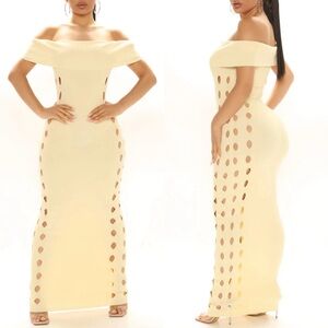 Fashion Nova Cut Out Yellow Maxi Sweater Dress